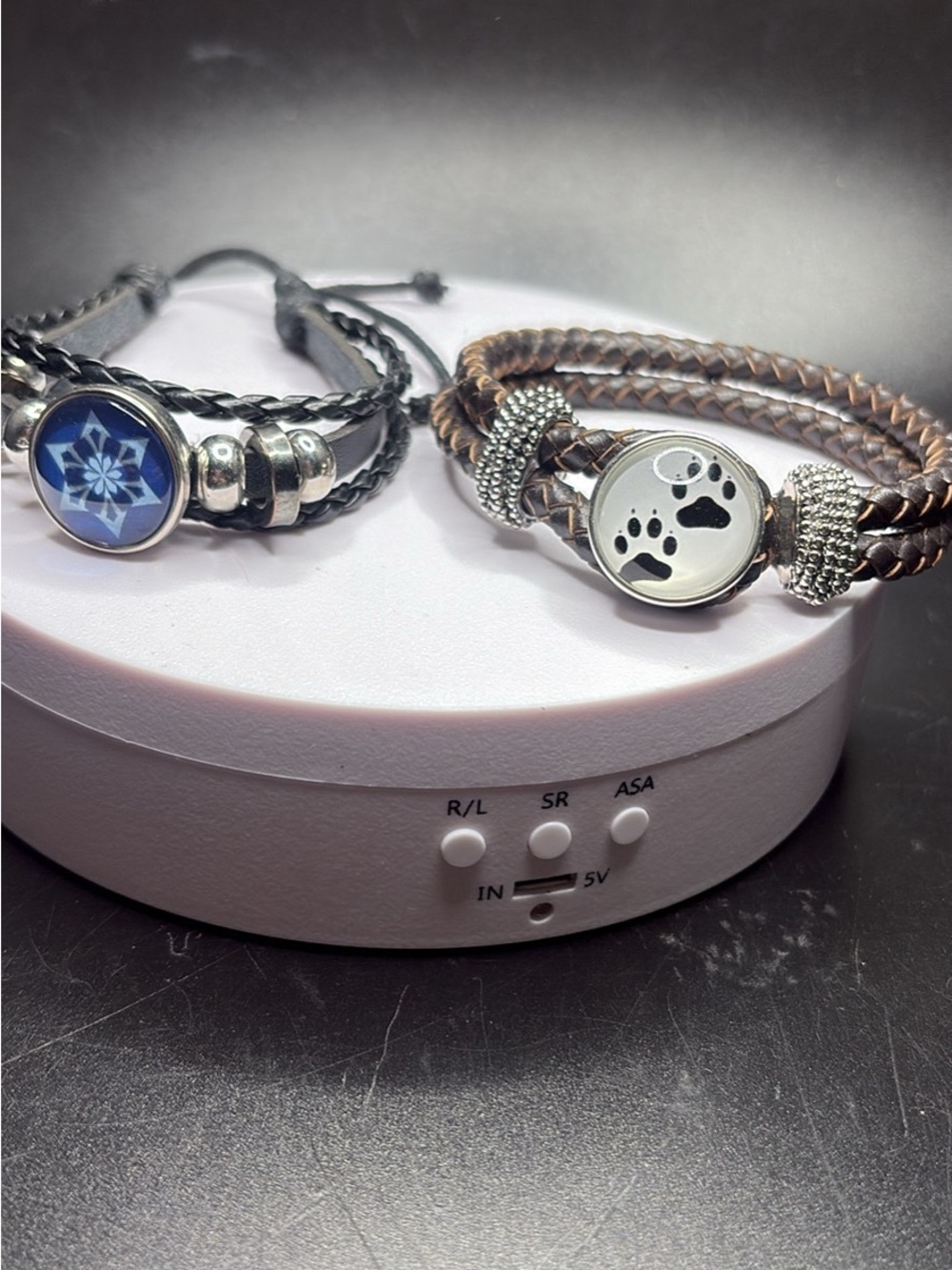 Pet Print Braided Bracelet - Brown and Blue Charm Bracelet-2-being sold separate
